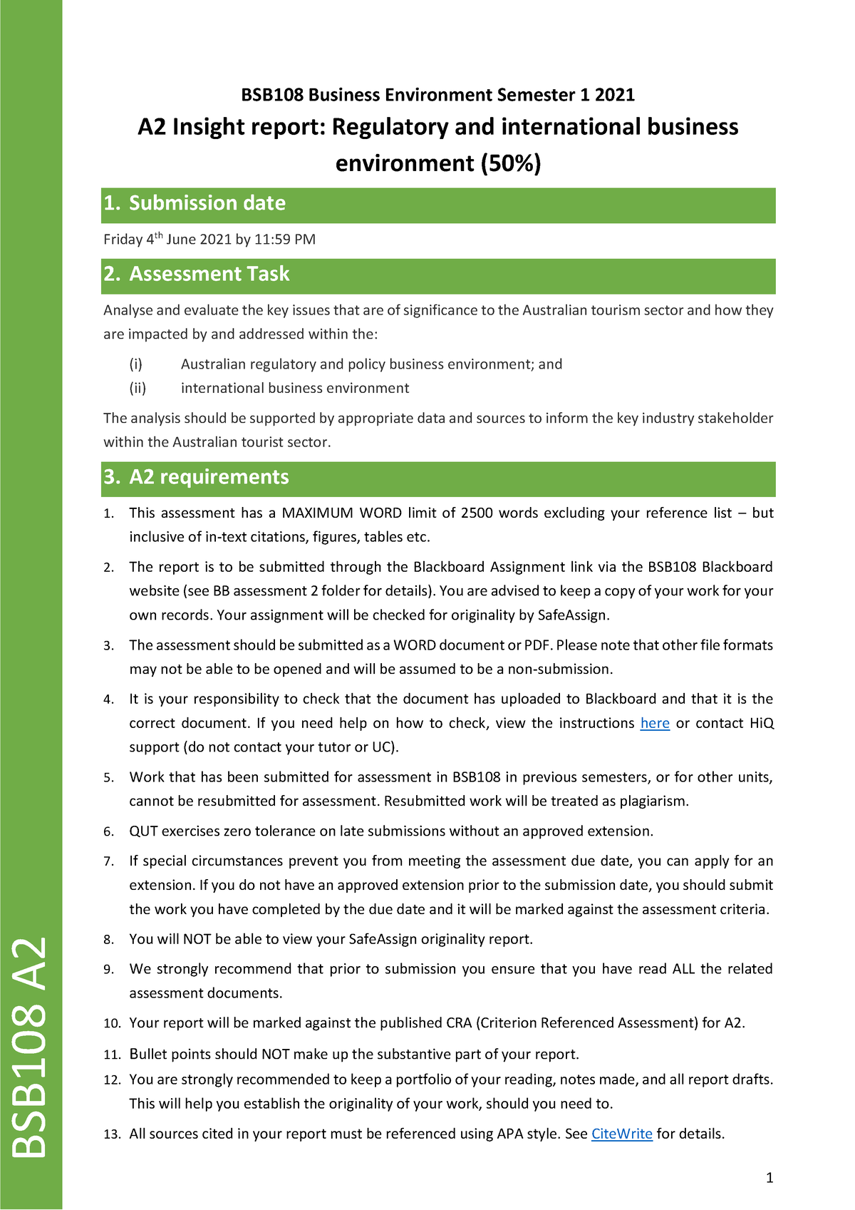 BSB108 A2 - Insight Report Regulatory And International Business ...