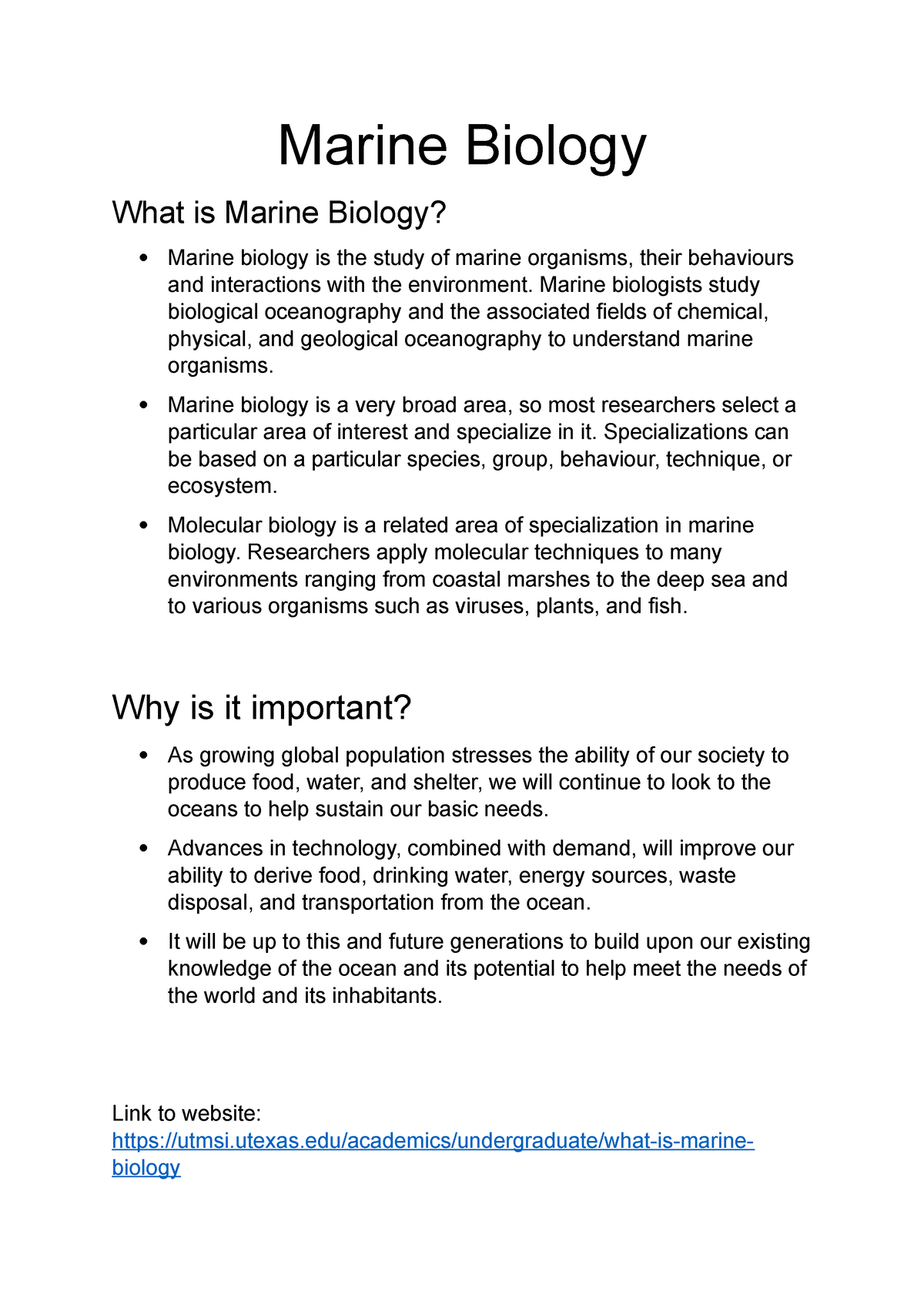 marine biology thesis topics