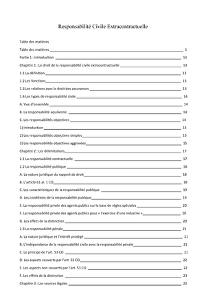 Responsabilit Civile Extracontractuelle Notes Cours Droit Des Obligations Droit De La Studocu