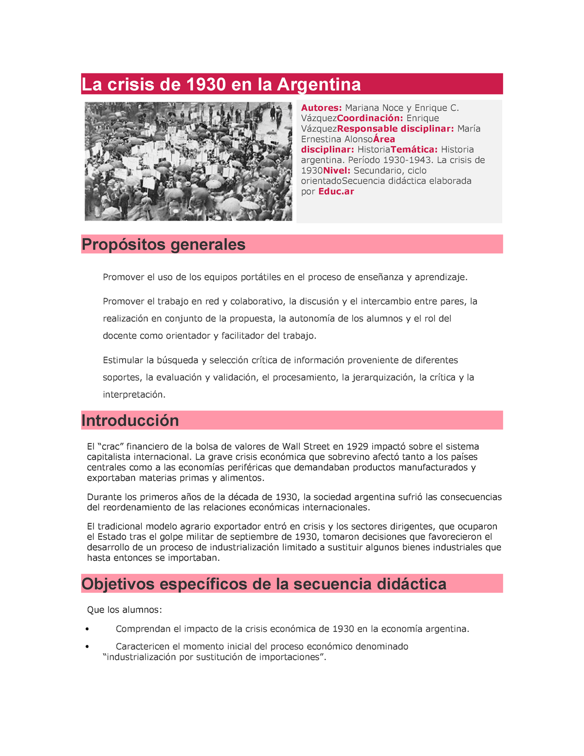 La crisis de 1930 en la Argentina - Geografía Económica Mundial - UNLP