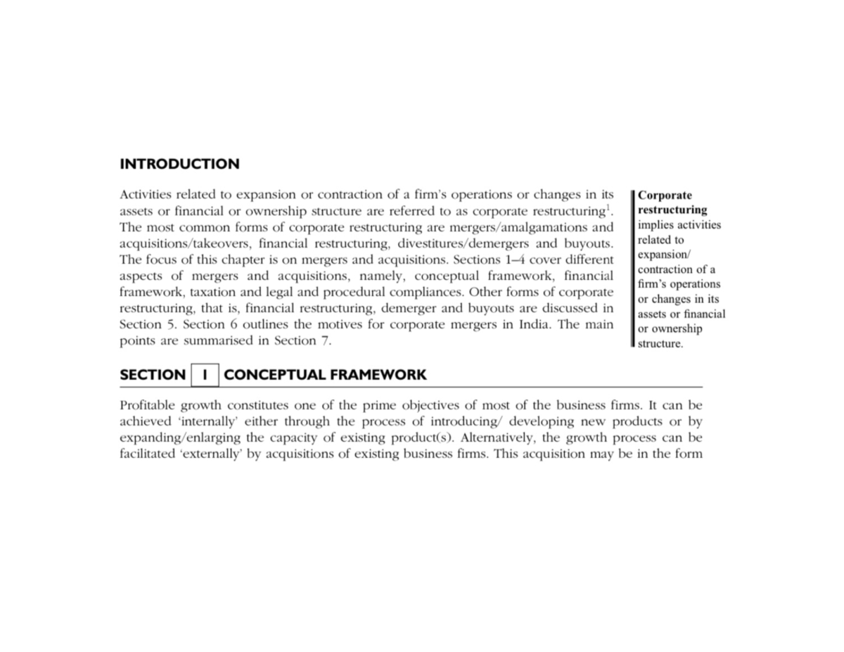 Corporate restructuring - Financial Management - Studocu