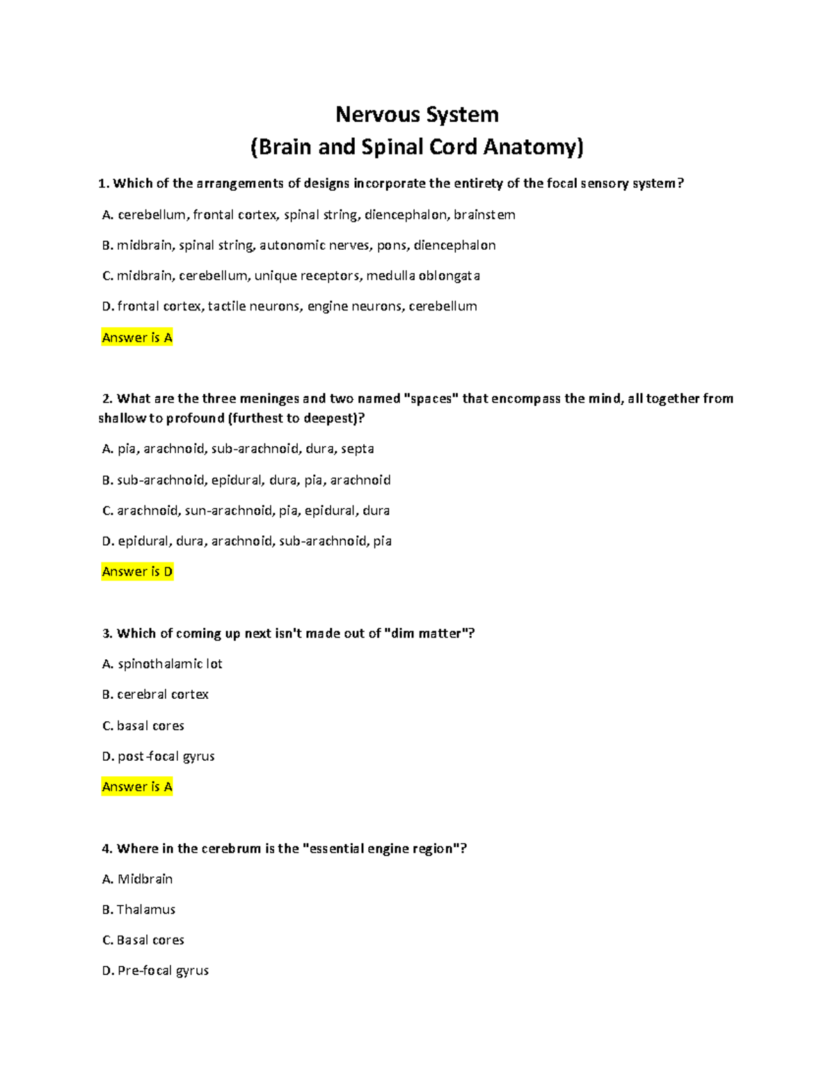 Nervous System Brain And Spinal Cord Anatomy Which Of The Nervous System Brain And Spinal Cord Anatomy Which Of The