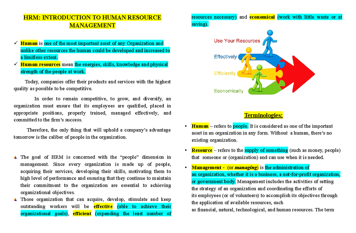 HRM chap 1 lec - notes about HRM chap 1 lec - HRM: INTRODUCTION TO ...
