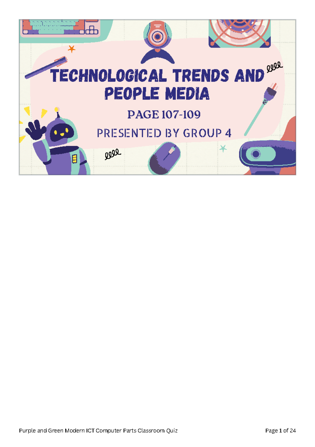 Purple and Green Modern ICT Computer Parts Classroom Quiz ...