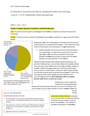 UNIT 1 - Summary Fundamentals Of Abnormal Psychology - All Information ...