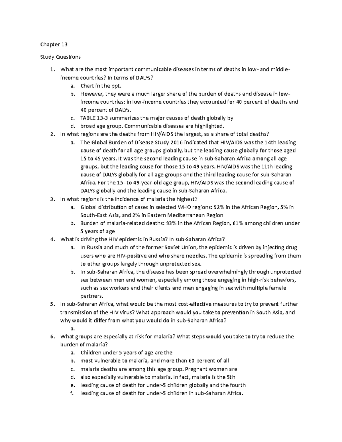 Chapter 13 Questions - Global Health 101 4th ed - Chapter 13 Study ...