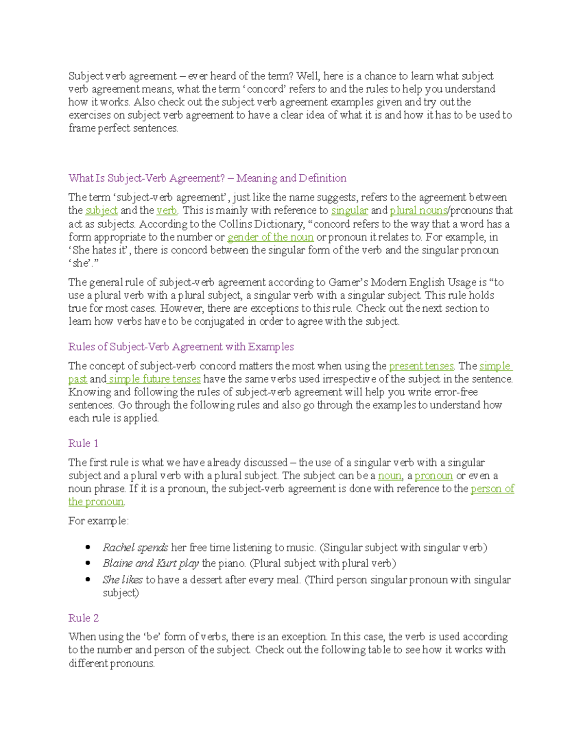 Subject verb agreement - Also check out the subject verb agreement ...