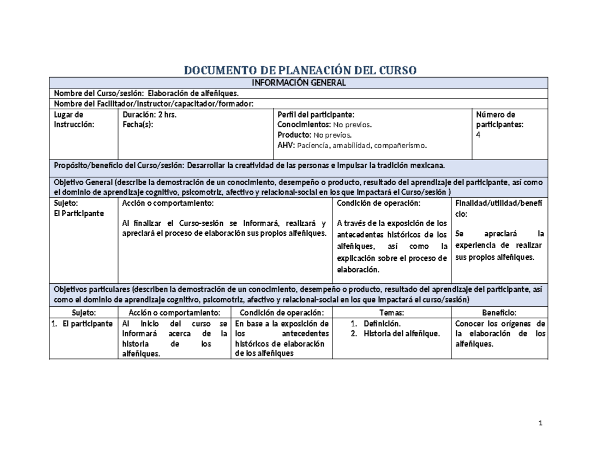 01 Documento DE Planeación DEL Curso-ne - DOCUMENTO DE PLANEACIÓN DEL
