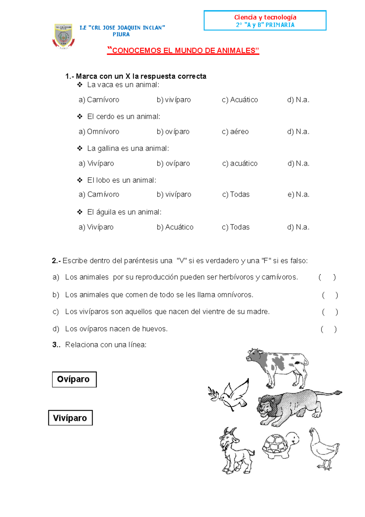Ft LOS Animales - gghgg - I “CRL JOSE JOAQUIN INCLAN” PIURA “ CONOCEMOS ...
