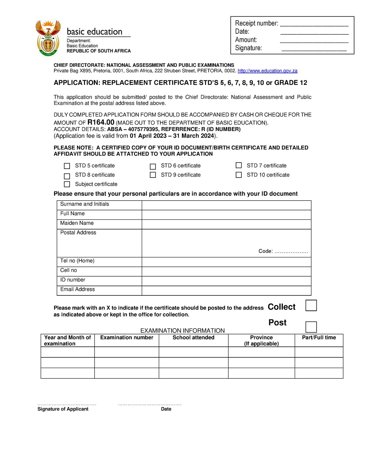 Replacement LOST OR Damaged Certificate - CHIEF DIRECTORATE: NATIONAL ...