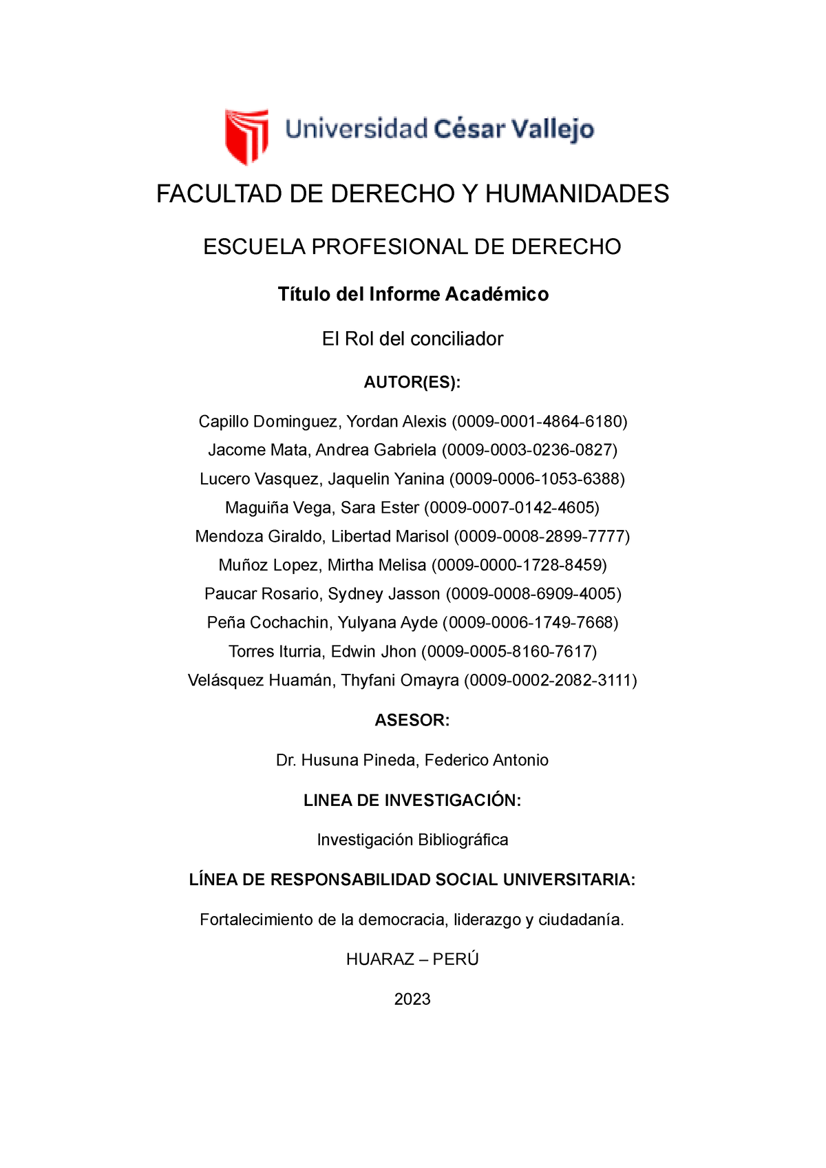 Grupo 3. ROL DEL Conciliador - FACULTAD DE DERECHO Y HUMANIDADES ...