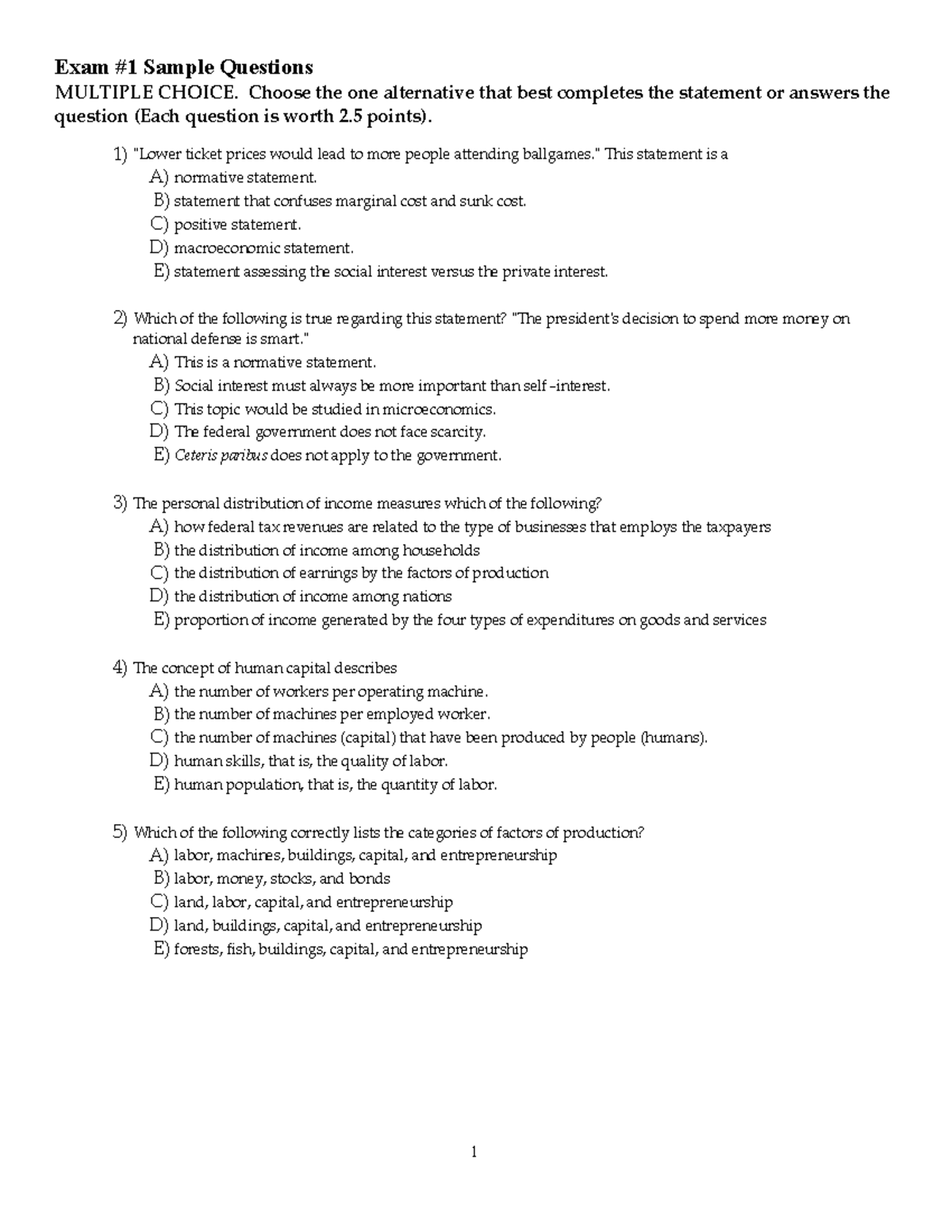 Exam1 FA22 Sample Questions 1 - Exam #1 Sample Questions MULTIPLE ...