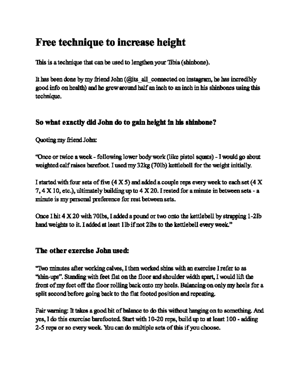 Free height method Bio230H1 Studocu