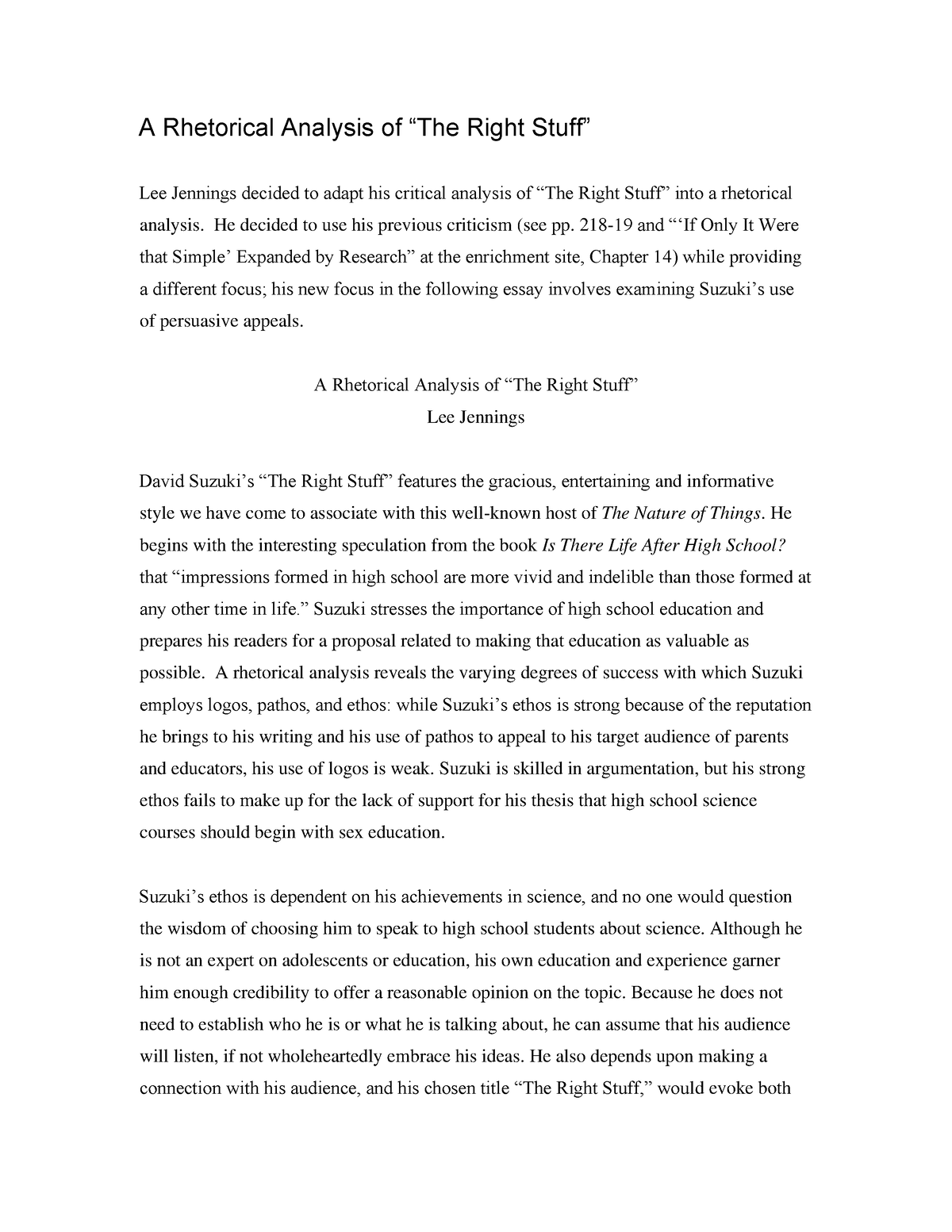 2007 rhetorical analysis 6 sample essay