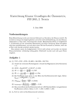 Uebung 5 Loesungsskizze - Grundlagen Der ̈Okonometrie Ubungsblatt 5: L ...