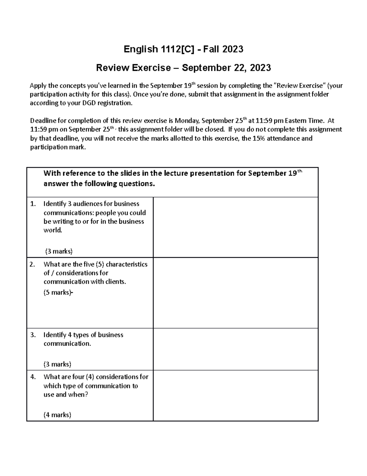 Review Exercise - funn - English 1112[C] - Fall 2023 Review Exercise ...
