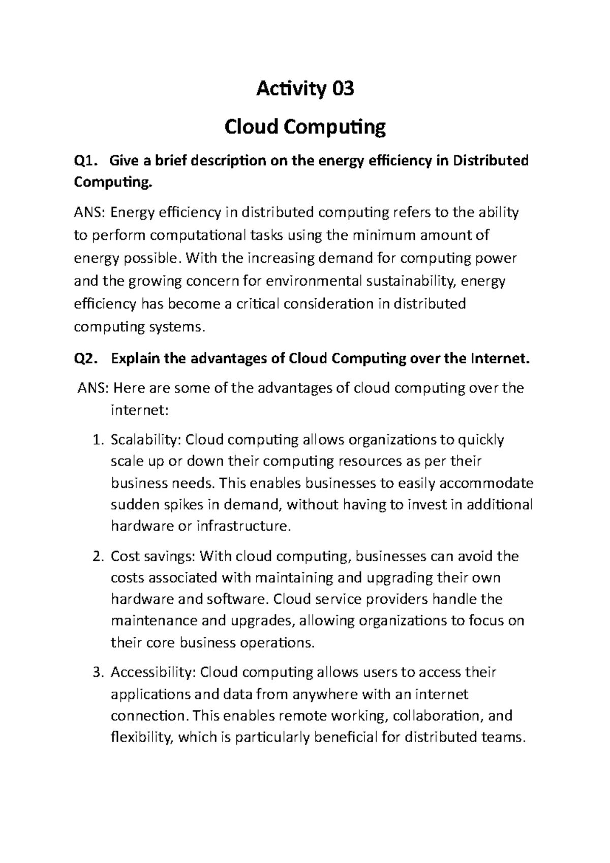 Cloud Computing-Activity-3 - Activity 03 Cloud Computing Q1. Give A ...