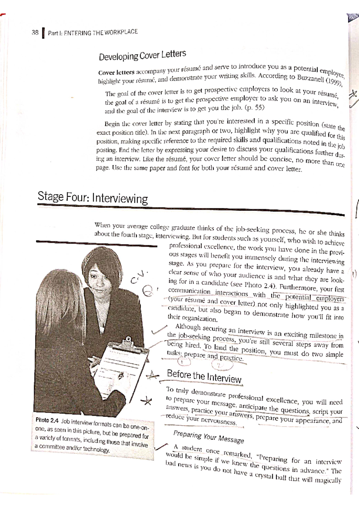 Interview skills notes for students - 38 Part I: ENTERING THE WORKPLACE ...