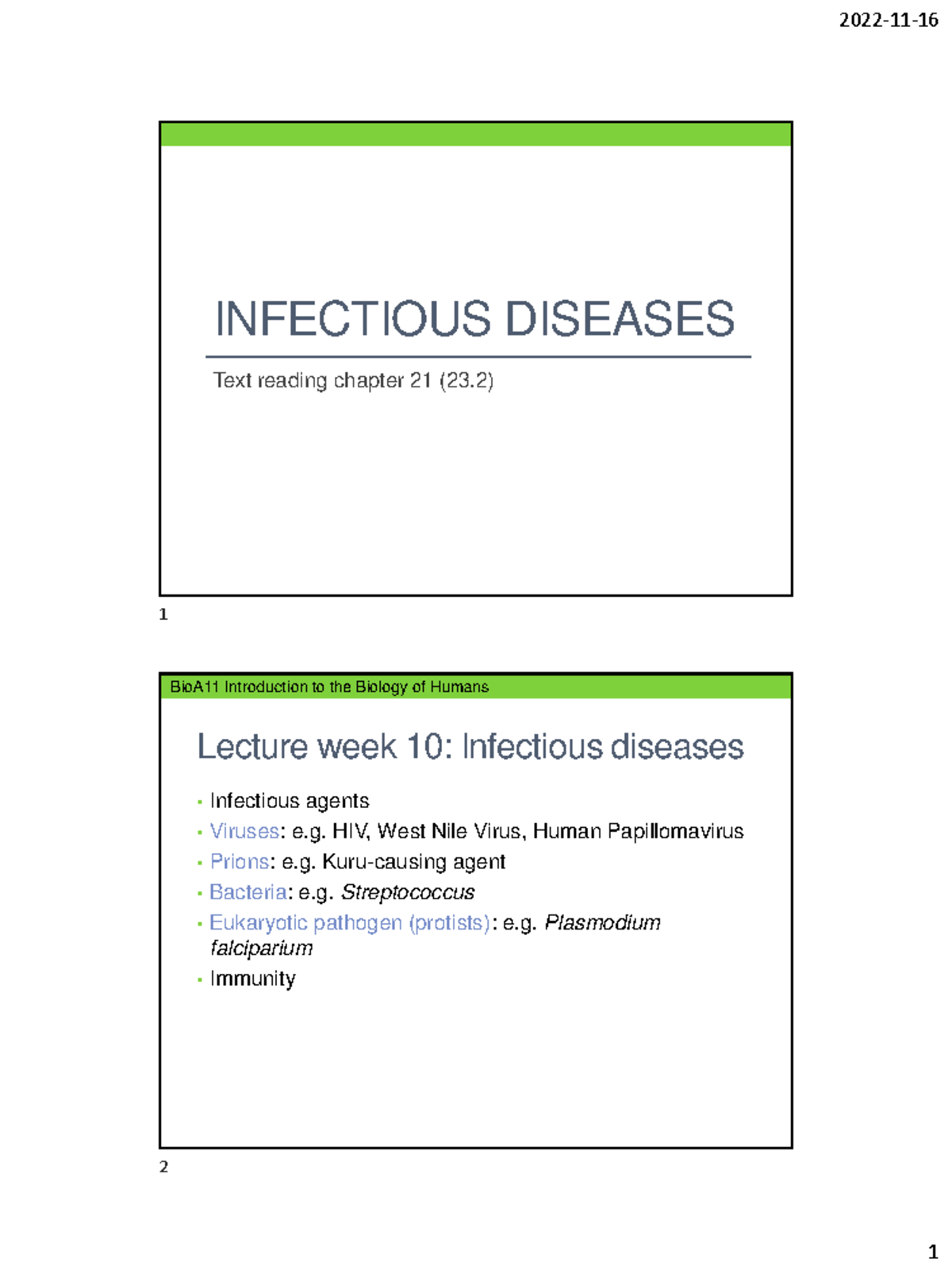 Lect 9 Notes Infectious Diseases - INFECTIOUS DISEASES Text Reading ...