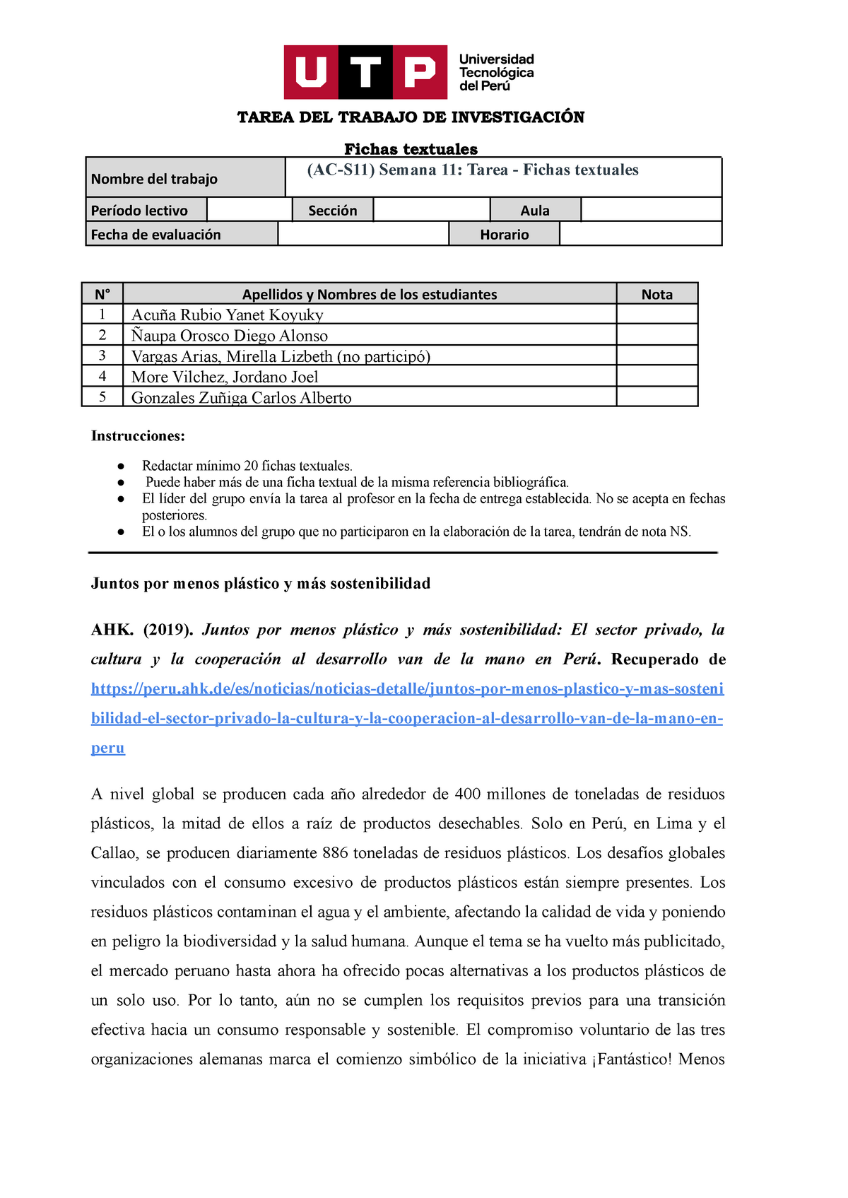 Formato De Entrega De Tarea De Fichas Textuales 2docx Tarea Del Trabajo De InvestigaciÓn 8823