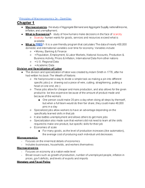 Econ chapter 11 notes - Chapter 1 Neoclassical Adam Smith Free-Market ...