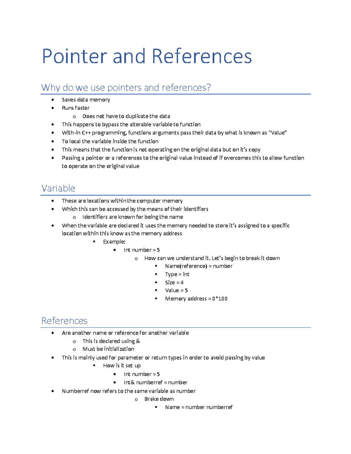 Pointer and References - SDV3111 - Studocu
