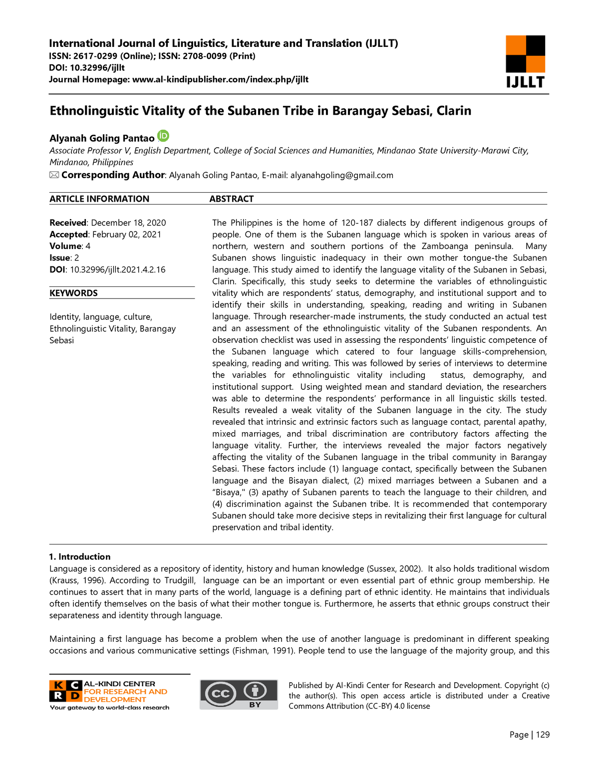 city university research journal of literature and linguistics