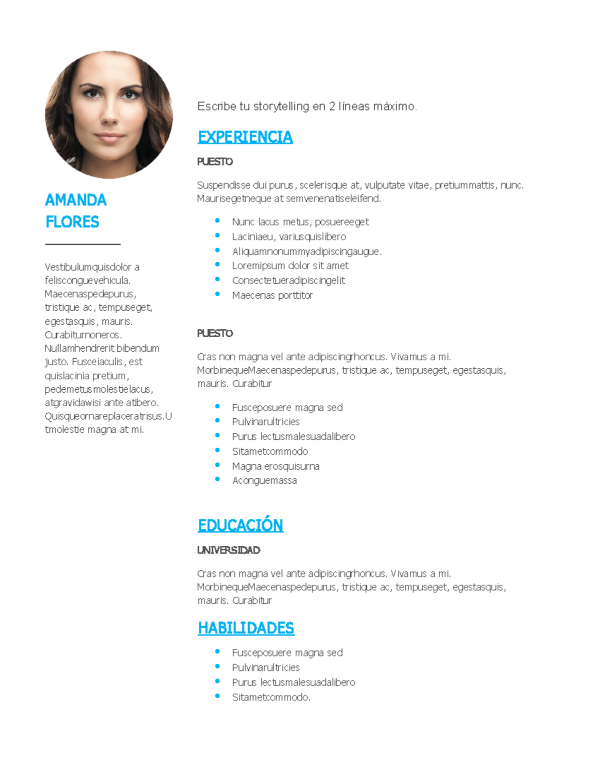 Plantilla CV 9 gratis Info Jobs - Escribe tu storytelling en 2 líneas ...