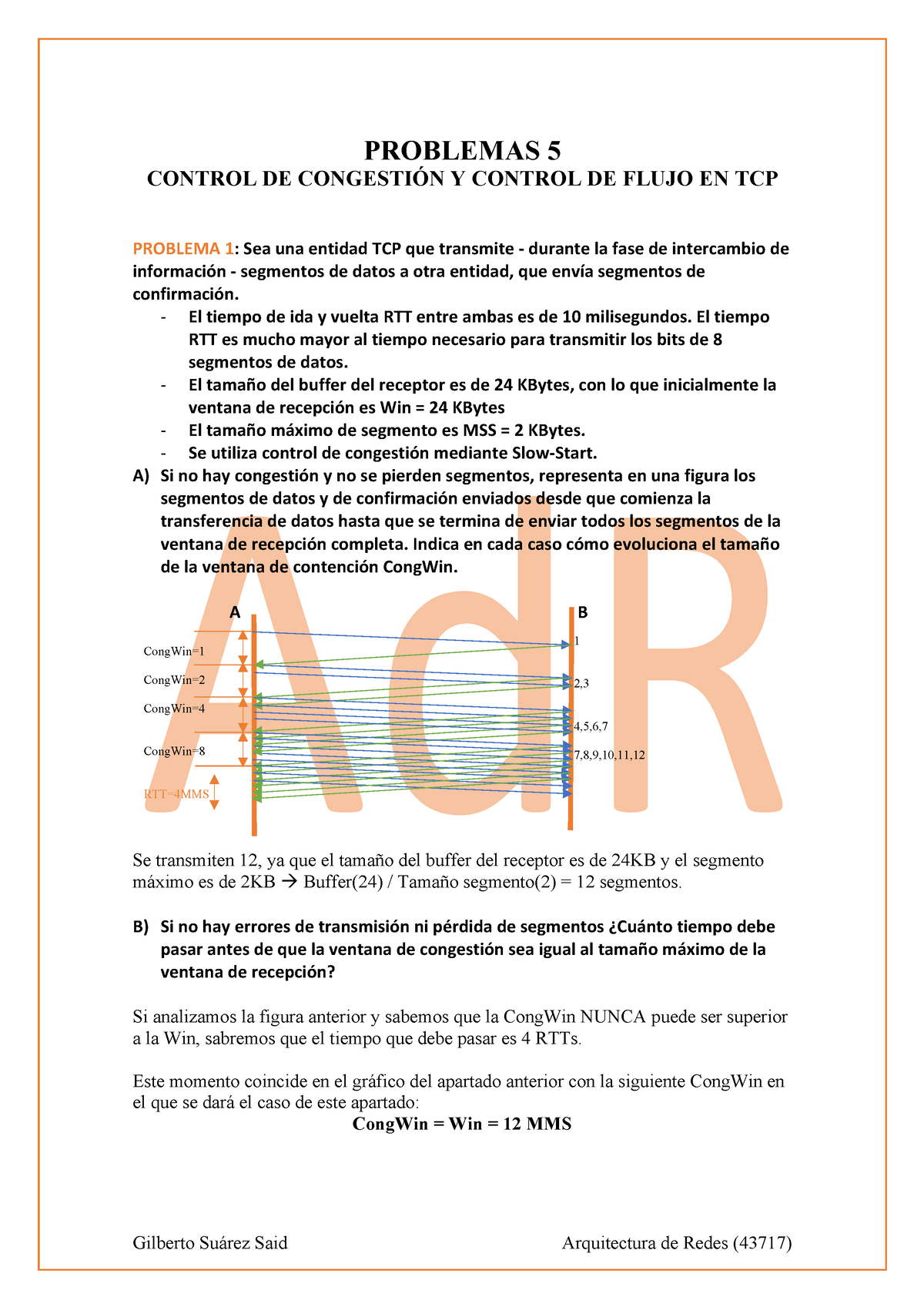 Problemas 5 Pdf Problemas 5 Control De CongestiÓn Y Control De Flujo En Tcp Problema 1 Sea 3050