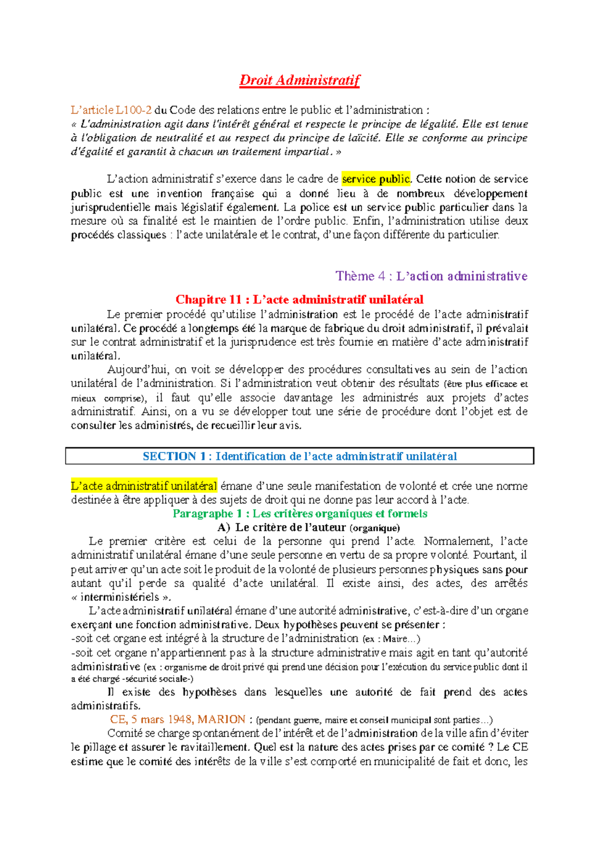 La Sortie De Vigueur Des Actes Administratifs Unilatéraux Droit administratif - Droit Administratif L'article L100-2 du Code des  relations entre le public et - Studocu