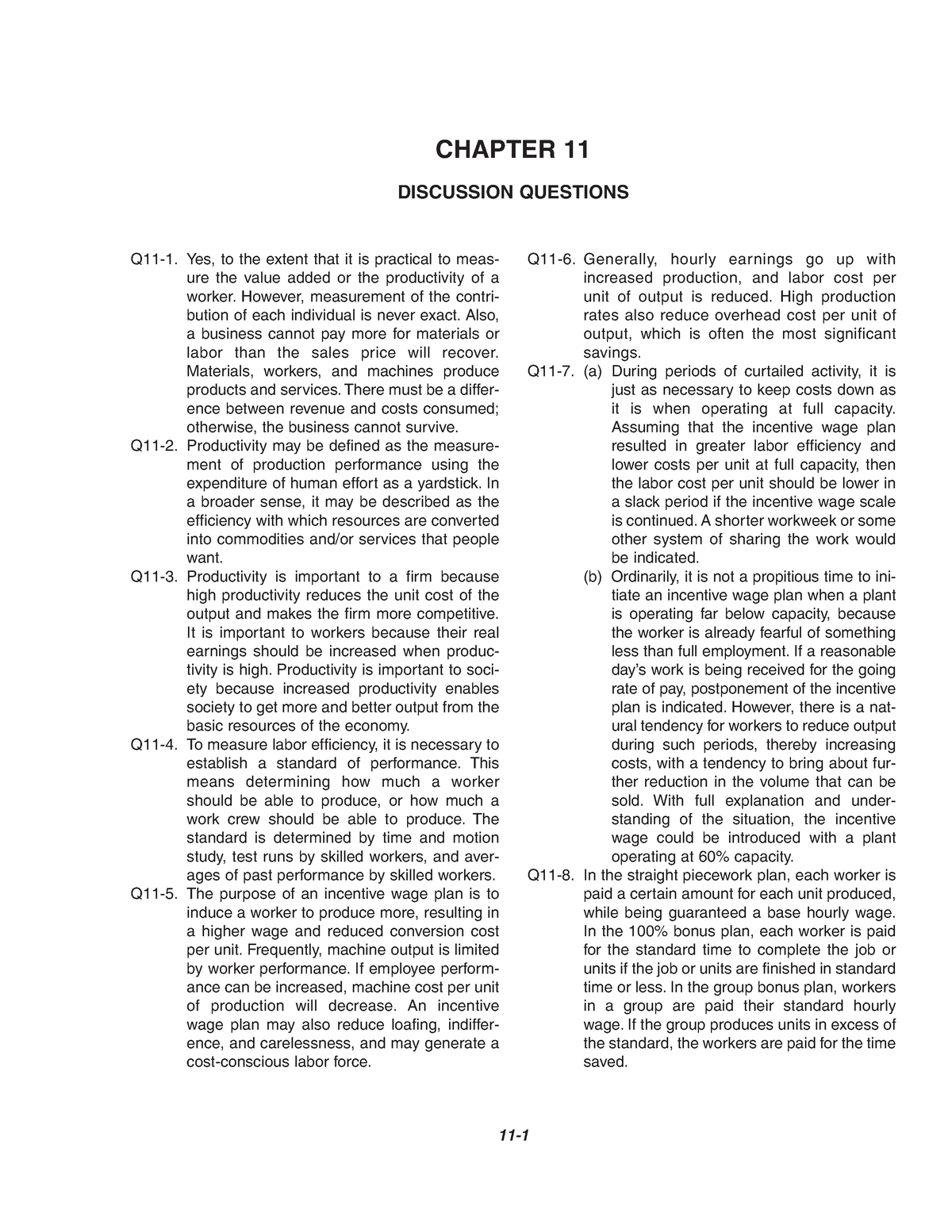 Ch11SM - CHAPTER 11 DISCUSSION QUESTIONS 11- Q11-1. Yes, To The Extent ...