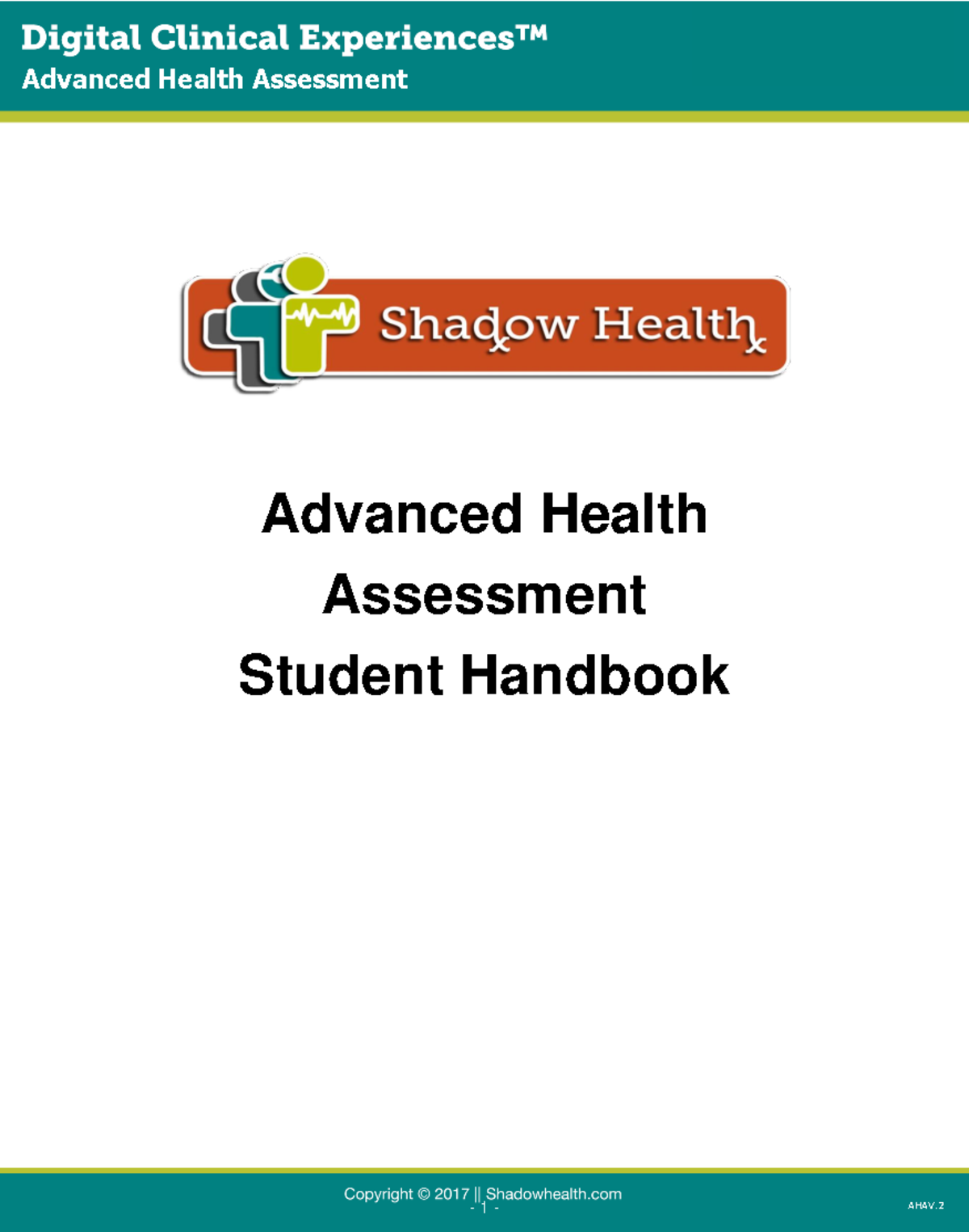 Advanced Health Assessment Student Handbook V2 - AHAV. Advanced Health ...