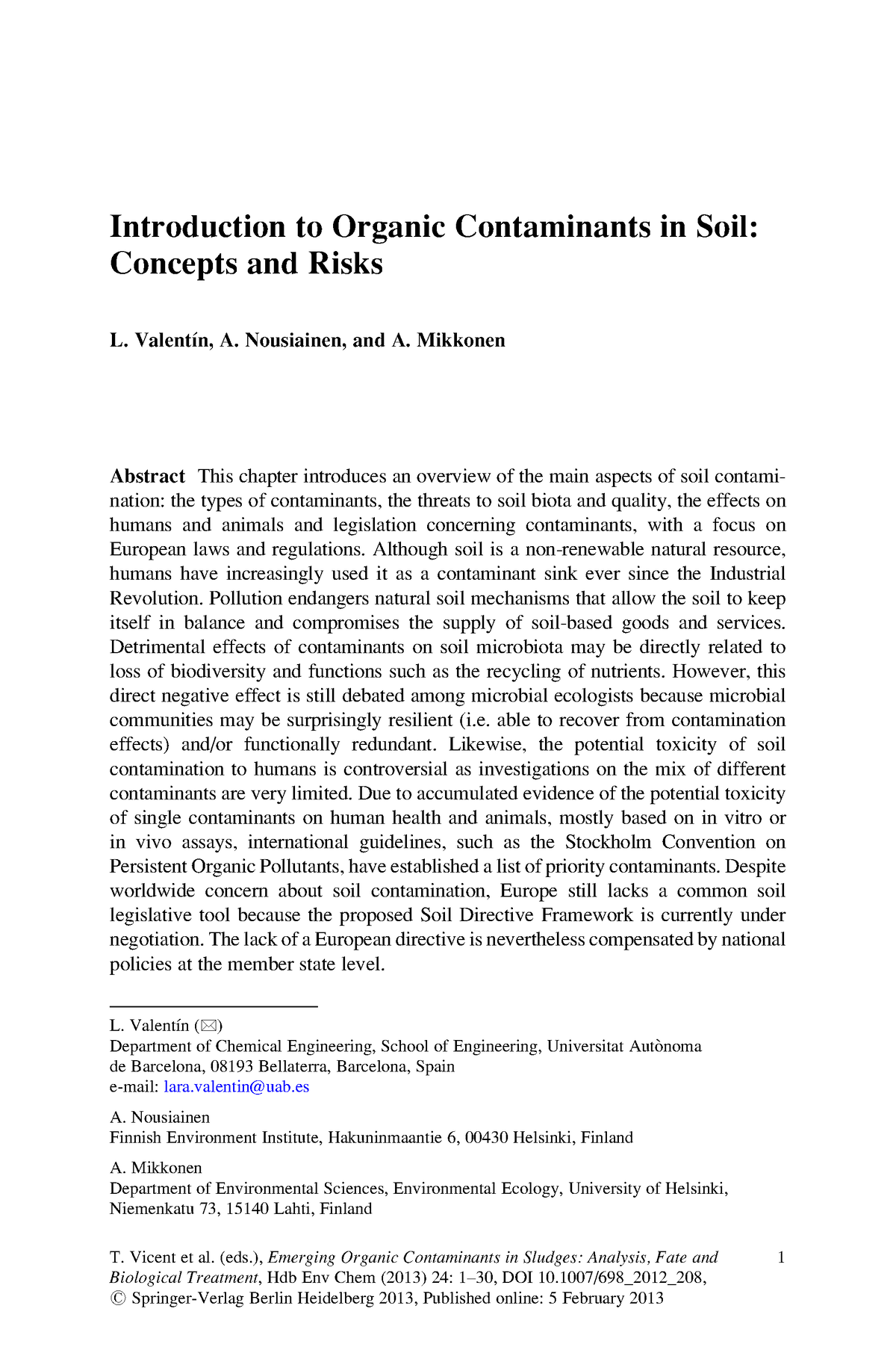 literature review soil contamination