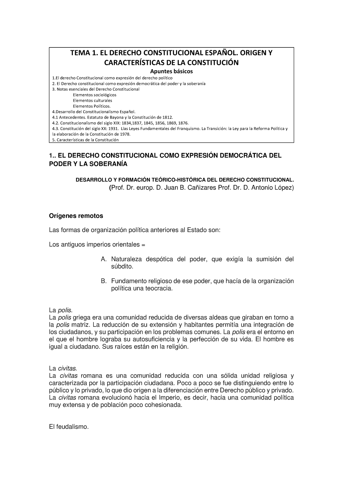 Tema 1 Constitucional Ii - TEMA 1. EL DERECHO CONSTITUCIONAL ESPAÑOL ...