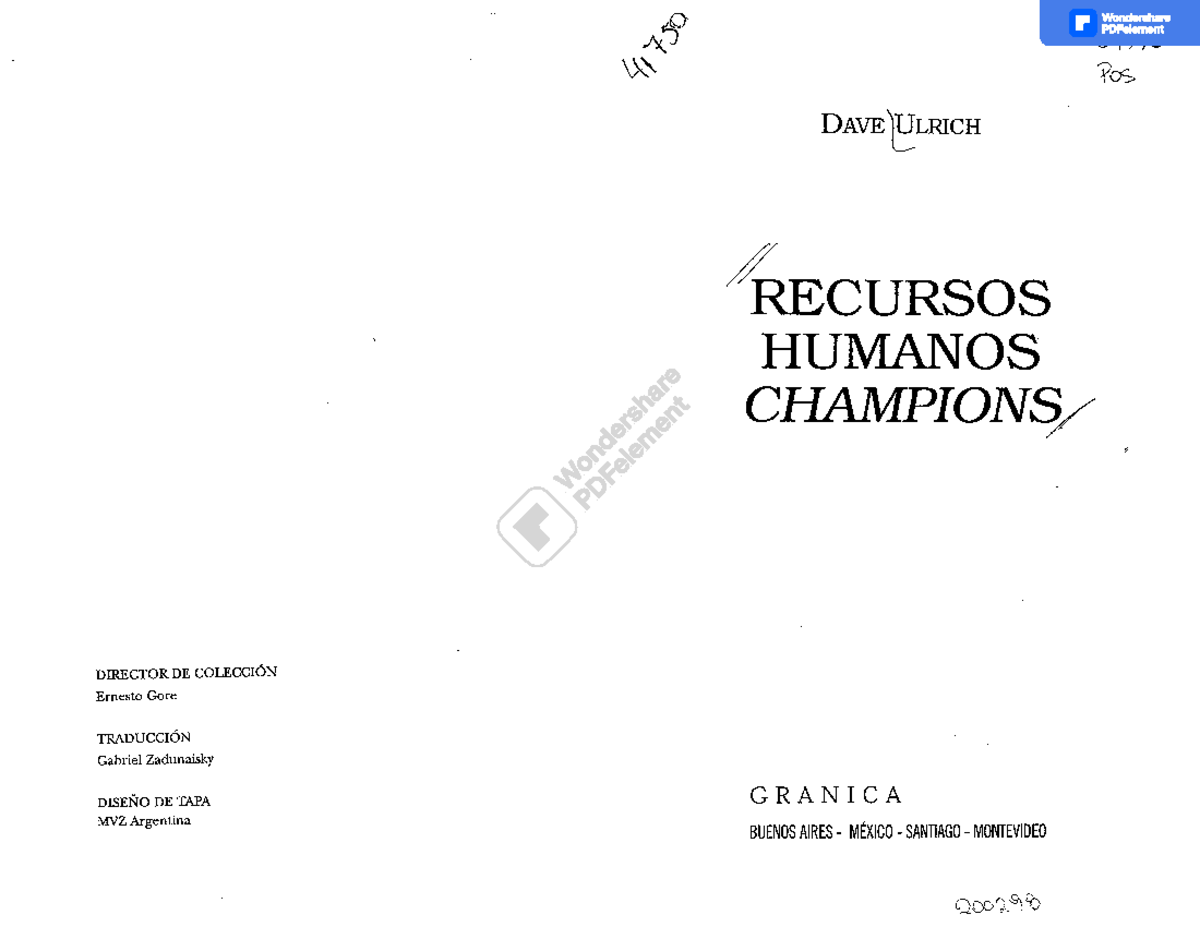 Descargar Libro Recursos Humanos Champions Dave Ulrich Pdf