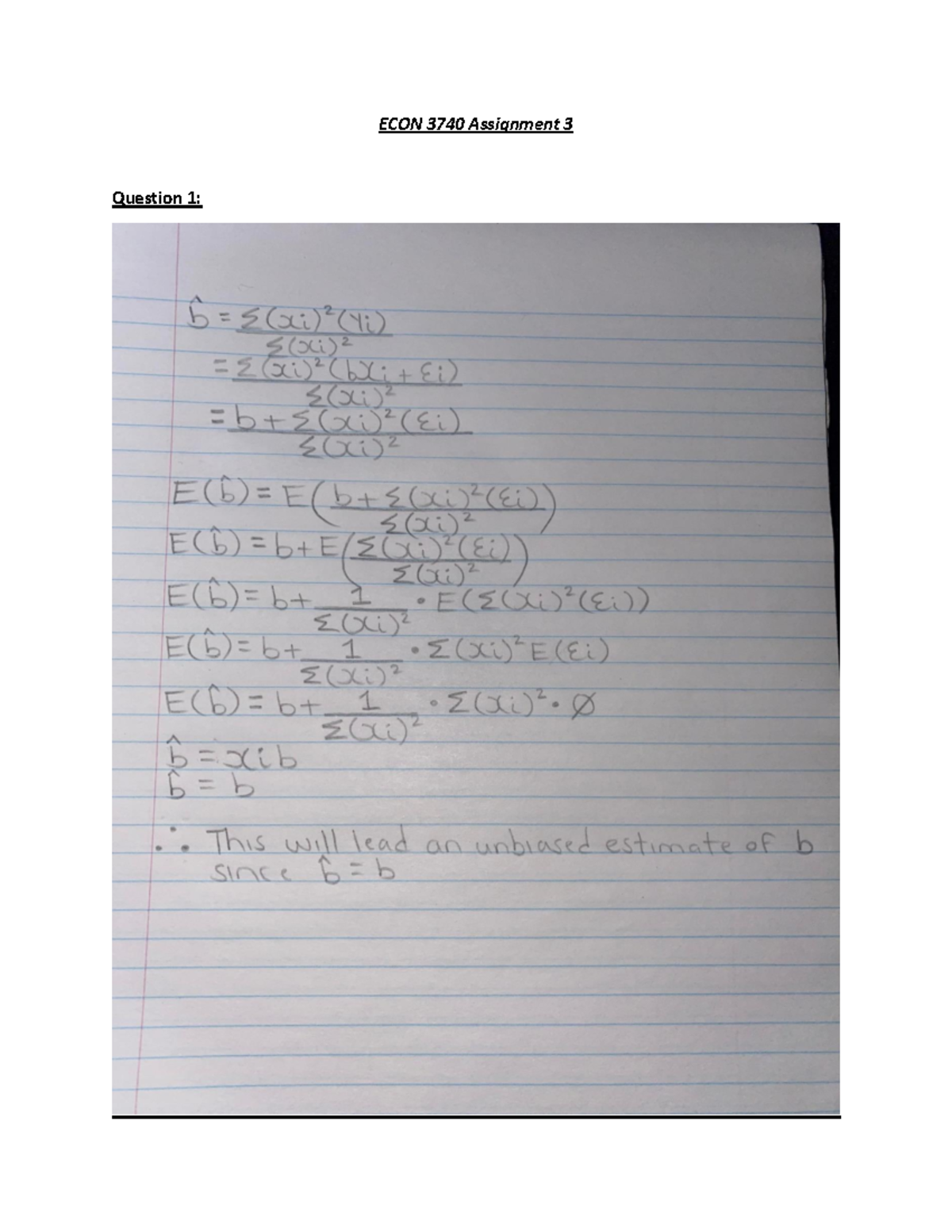 ECON 3740 Assignment 3 - ECON 3740 Assignment 3 Question 1: Question 2 ...