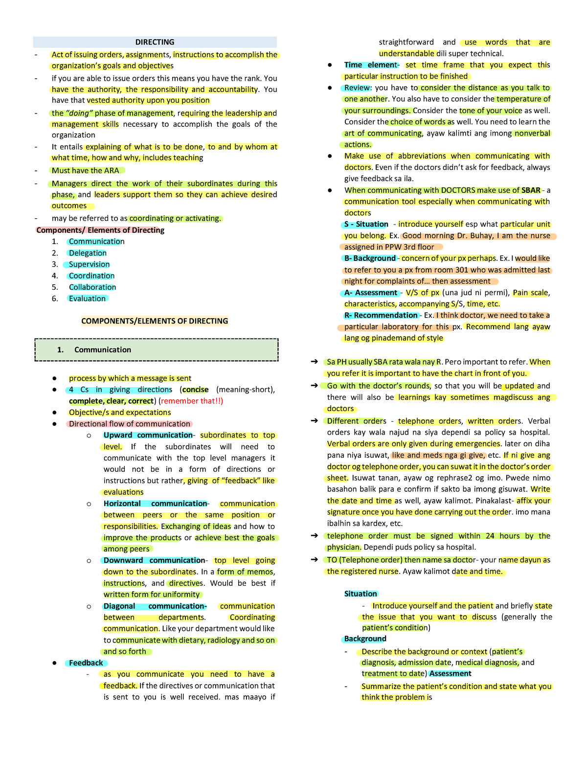 making assignments issuing orders and instructions