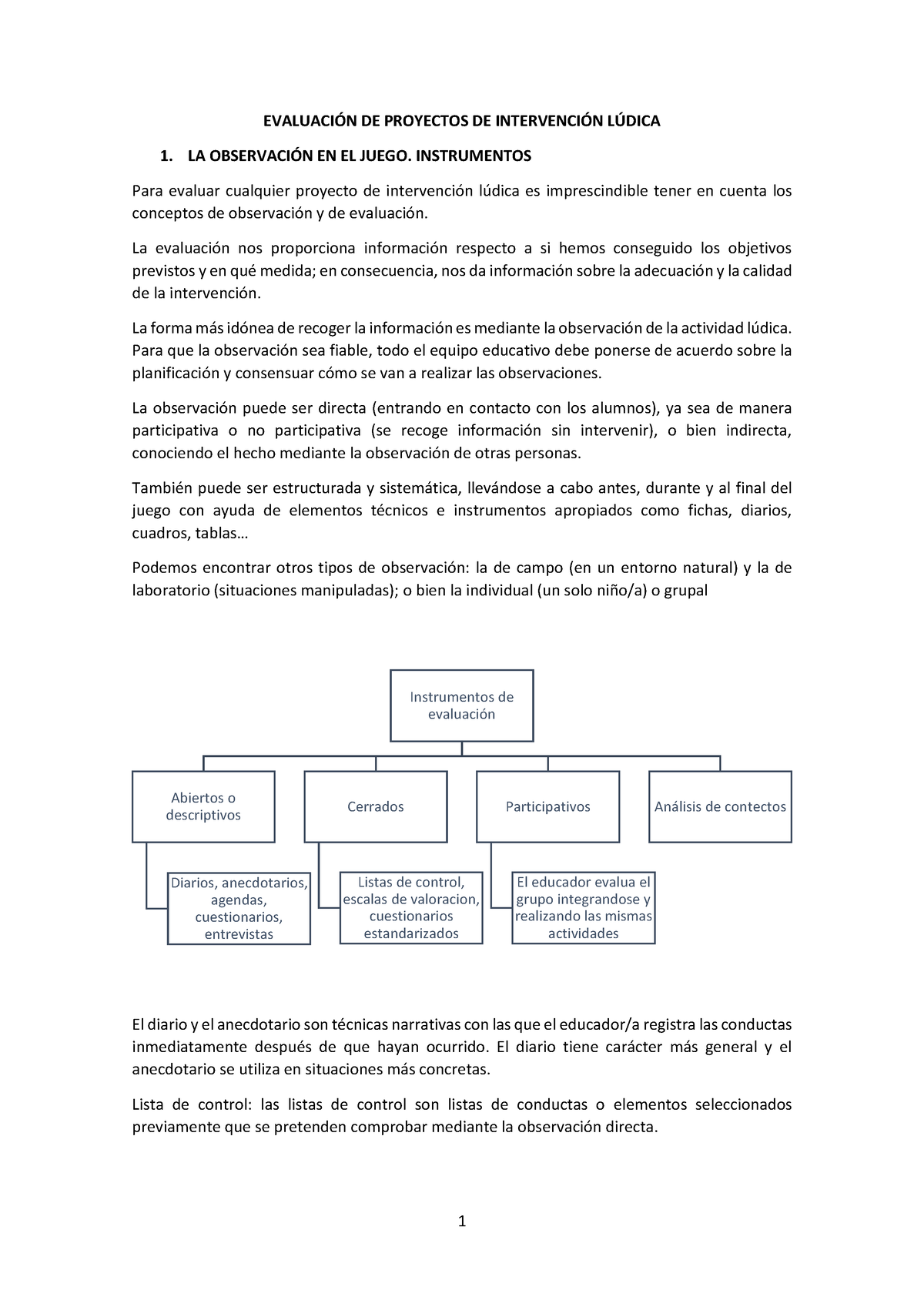 TEMA 4. Evaluación DE Proyectos DE Intervención Lúdica - EVALUACIÓN DE ...