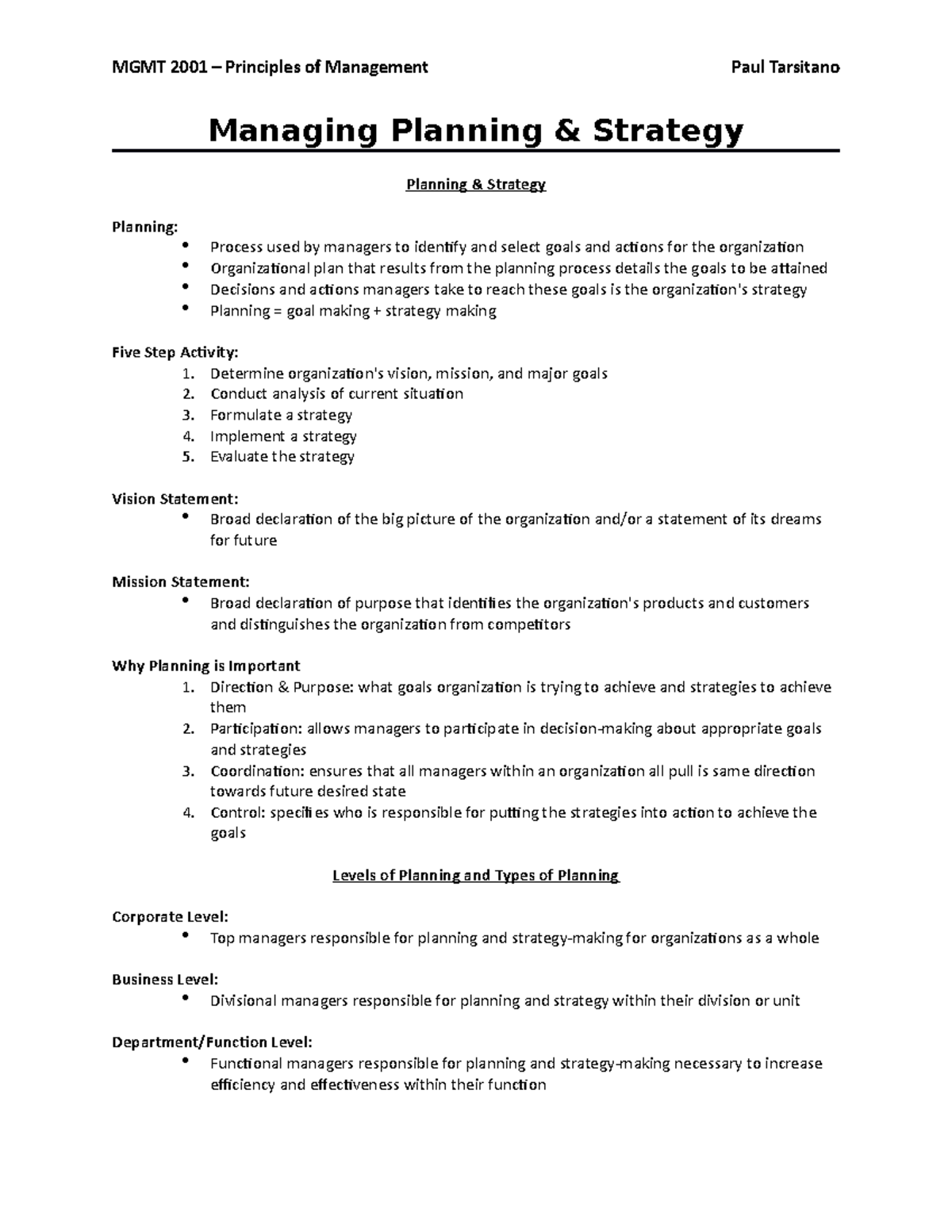 POM - Managing Planning & Strategy - Managing Planning & Strategy ...