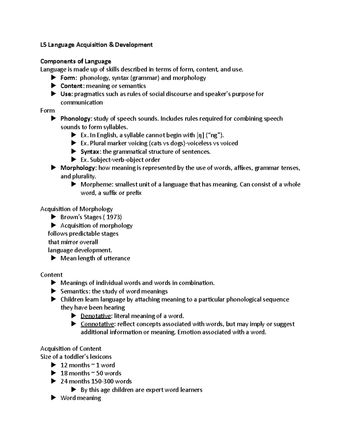 2230 L5 Notes - L5 Language Acquisition & Development Components of ...
