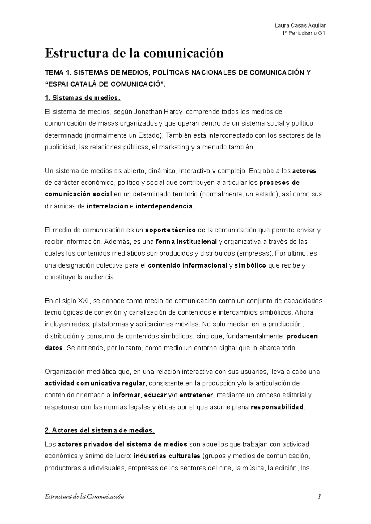 Estructura de la Comunicación - Apuntes Curso - 1º Periodismo G ...