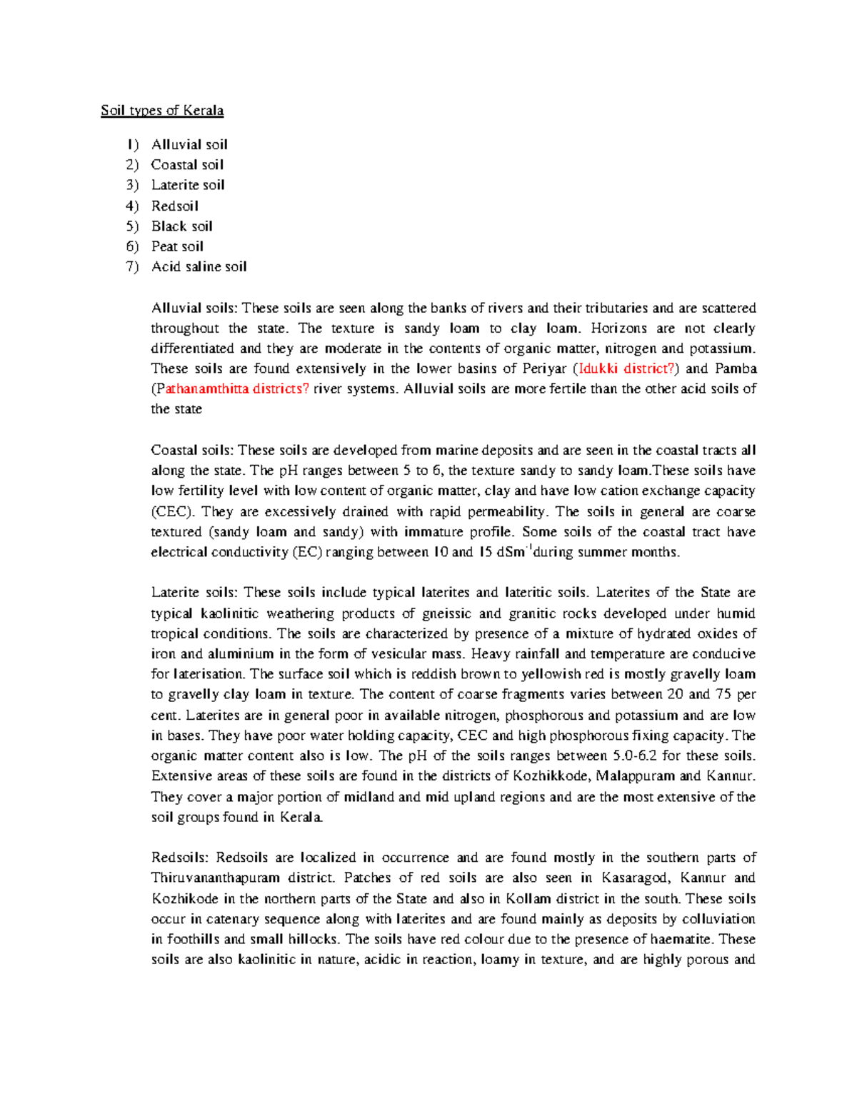 Soil types of Kerala - Soil types of Kerala Alluvial soil Coastal soil ...