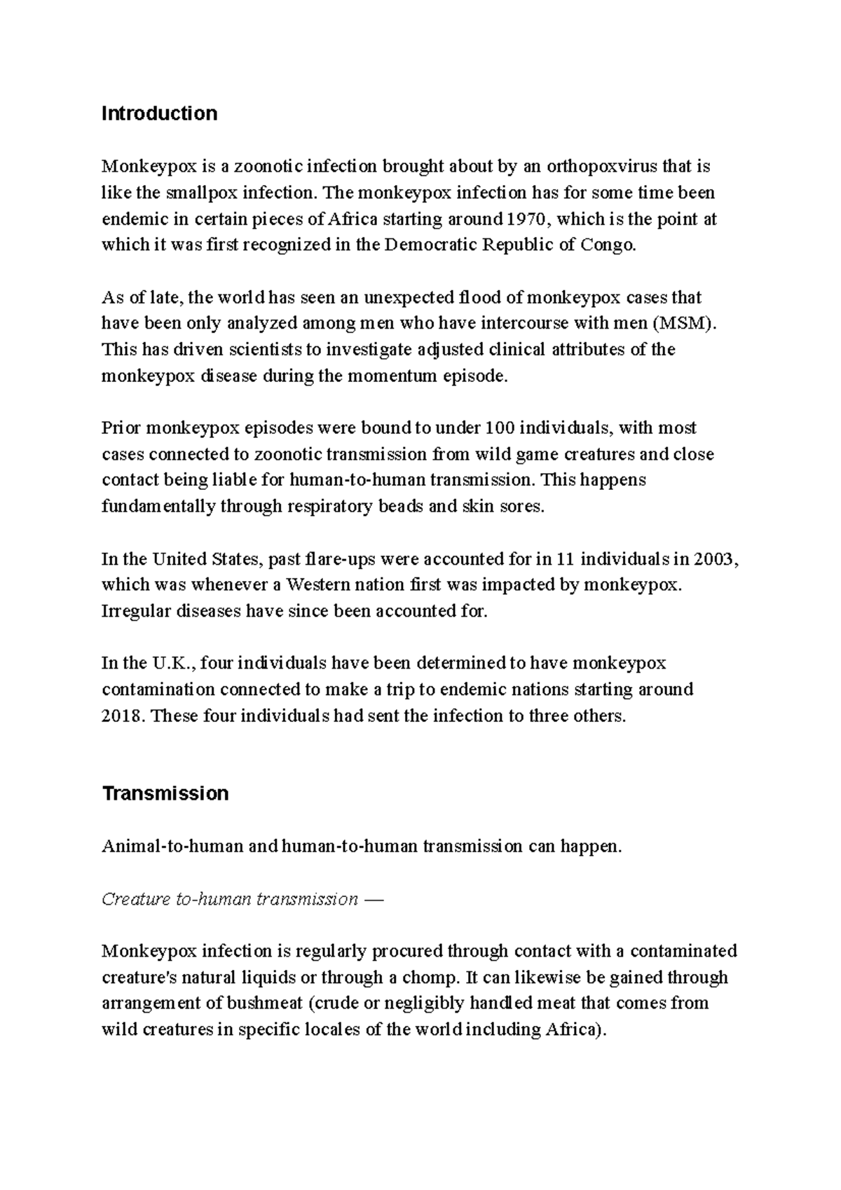 Introduction and Transmission of Monkey Pox -1 - Introduction Monkeypox ...