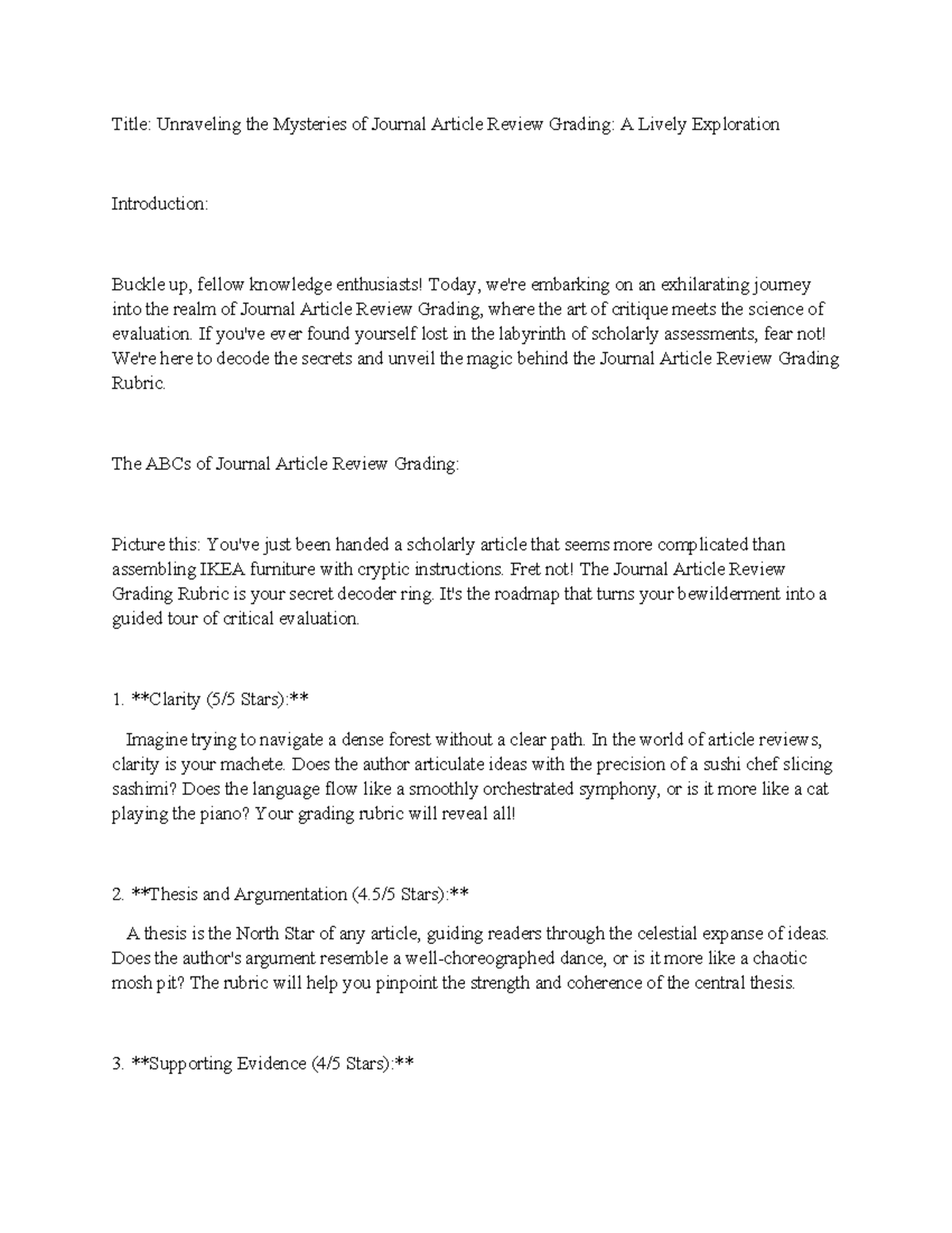 Rubric Journal - the description is too short - Title: Unraveling the ...