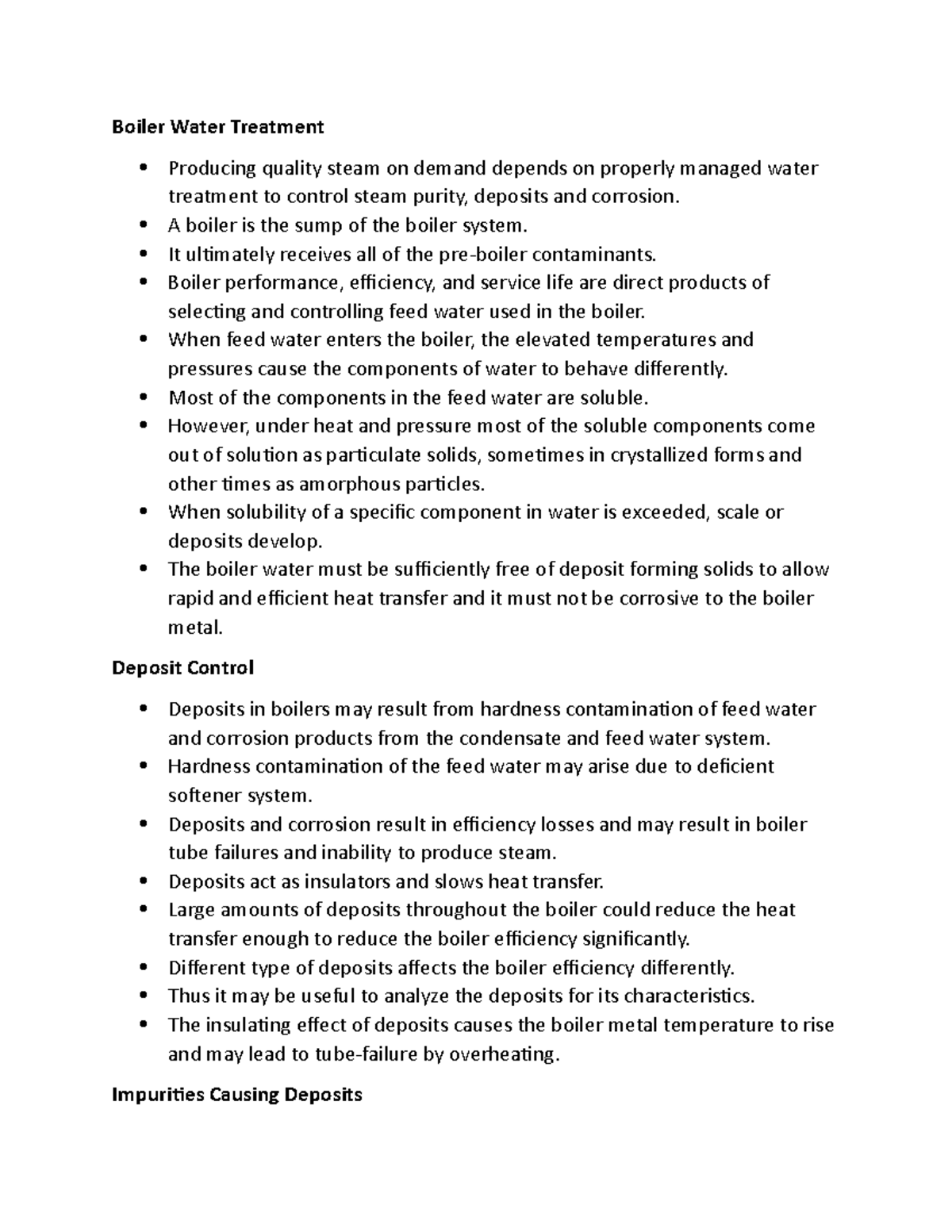 Boiler water treatment Boiler Water Treatment Producing quality steam