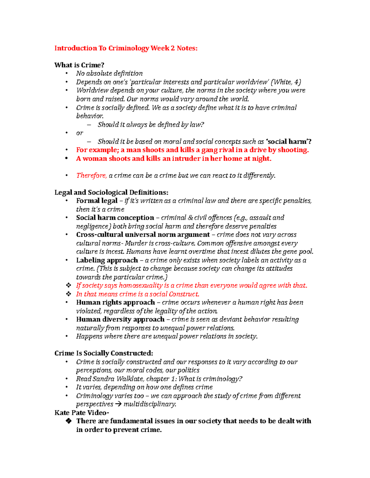 Introduction To Criminology Week 2 Notes Our Norms Would Vary Around Introduction To Criminology Week 2 Notes Our Norms Would Vary Around