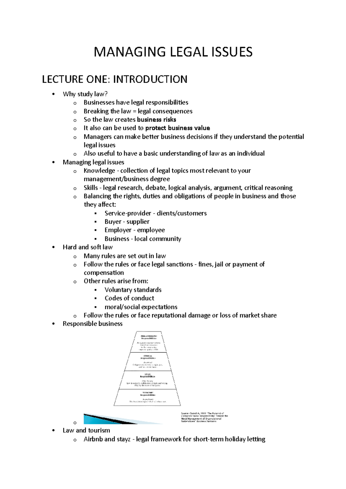 MLI lecture one - MANAGING LEGAL ISSUES LECTURE ONE: INTRODUCTION Why ...