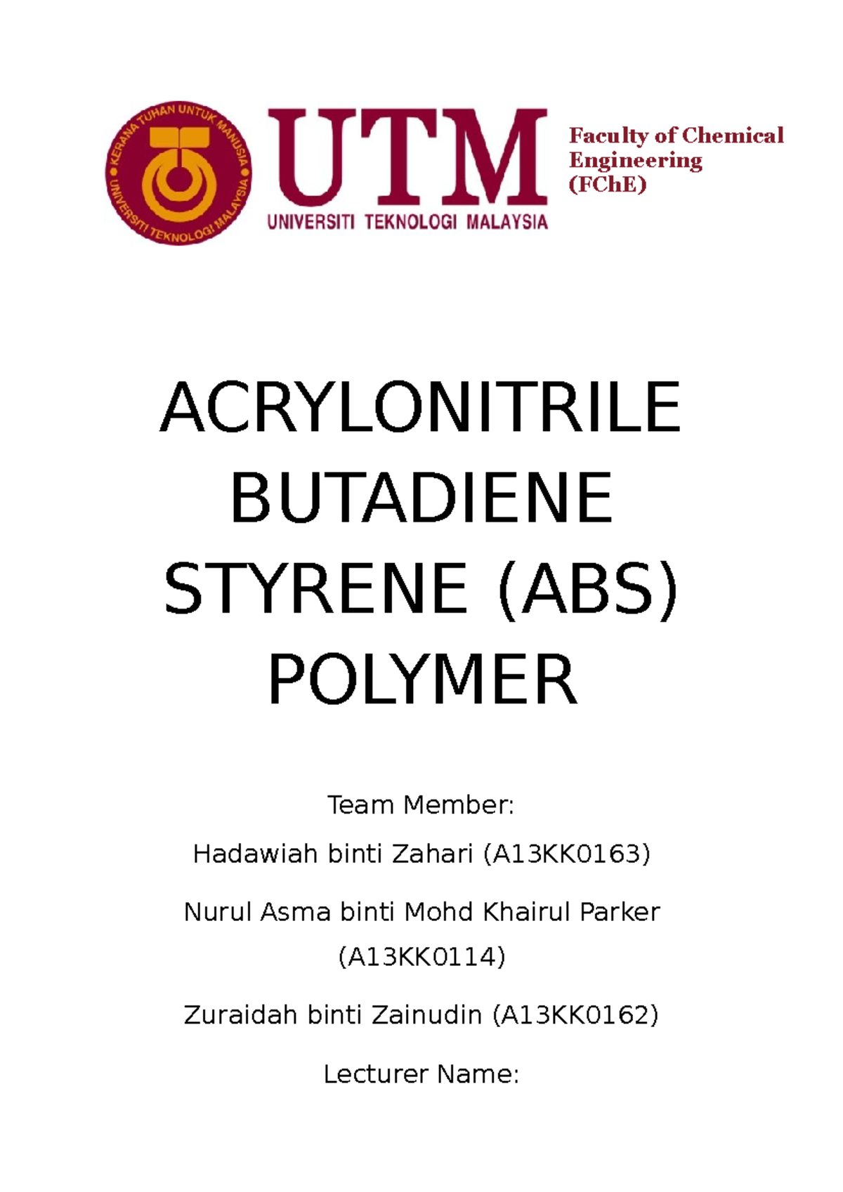 ABS ( Full Compiler) - It is related to introduce ABS polymer. It ...