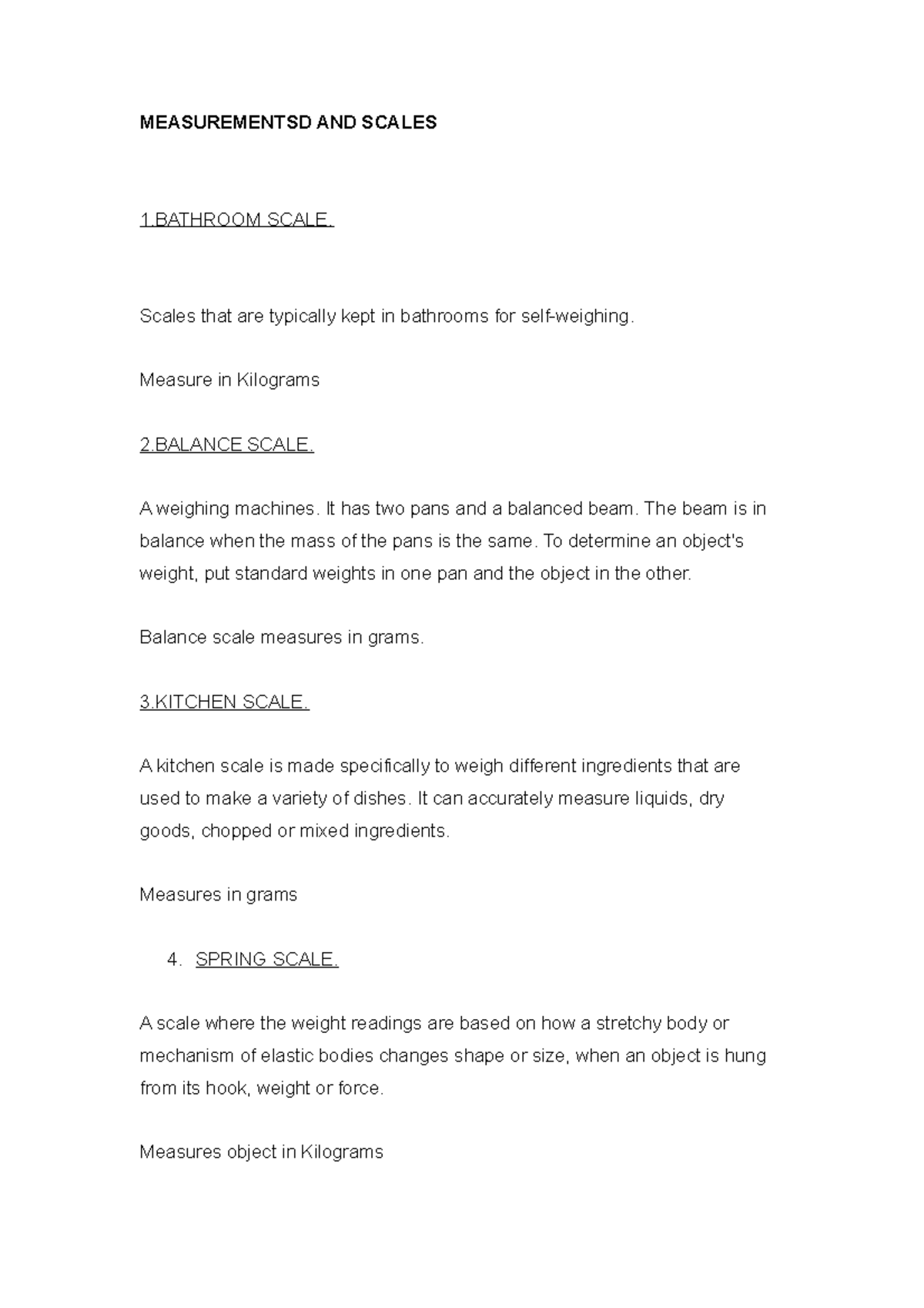 Measurementsd AND Scales - MEASUREMENTSD AND SCALES 1 SCALE. Scales ...
