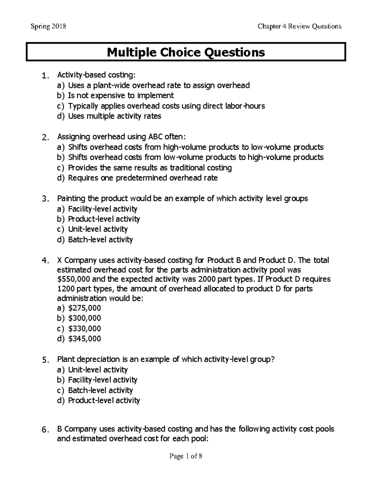 Chapter 4 Questions - It is helpful to accounting students - Multiple ...
